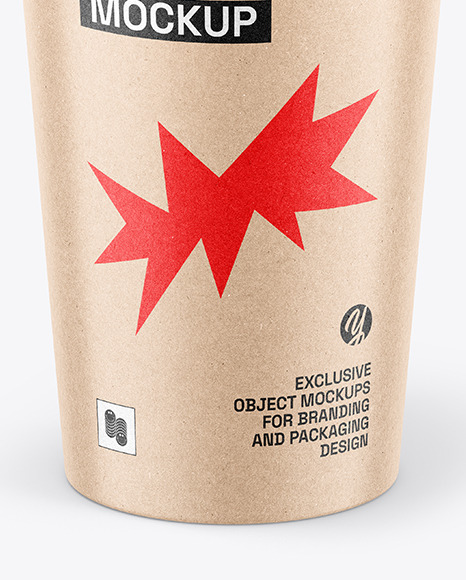 Kraft Coffee Cup with Straw Mockup