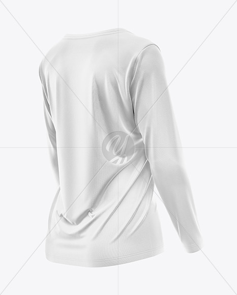 Women’s Long Sleeve T-Shirt V-Neck Mockup