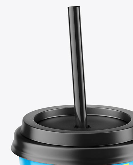 Glossy Coffee Cup with Straw Mockup