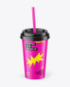 Matte Coffee Cup with Straw Mockup