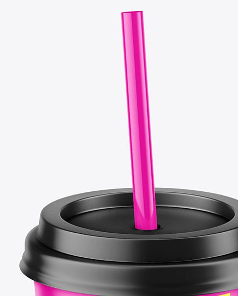 Matte Coffee Cup with Straw Mockup