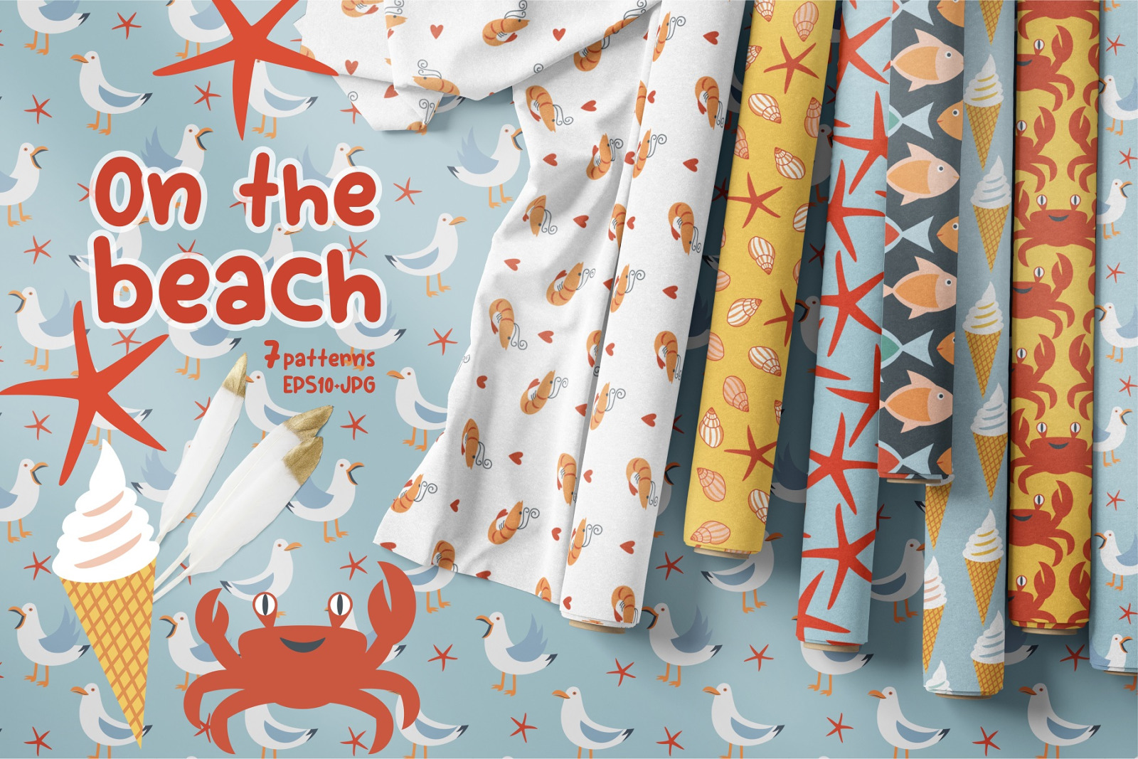 On the beach Summer pattern set On the beach Summer pattern set