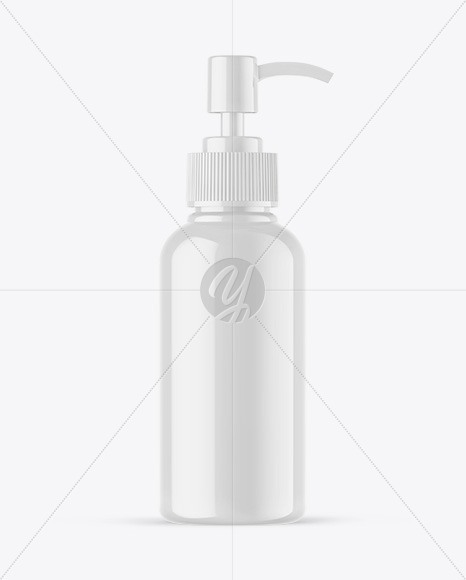 Glossy Cosmetic Bottle With Pump Mockup