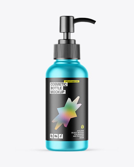 Matte Metallic Cosmetic Bottle With Pump Mockup - Matte+lotion