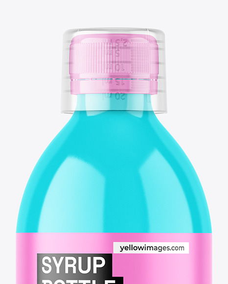 300ml Glossy Syrup Bottle w\ Measuring Cap Mockup