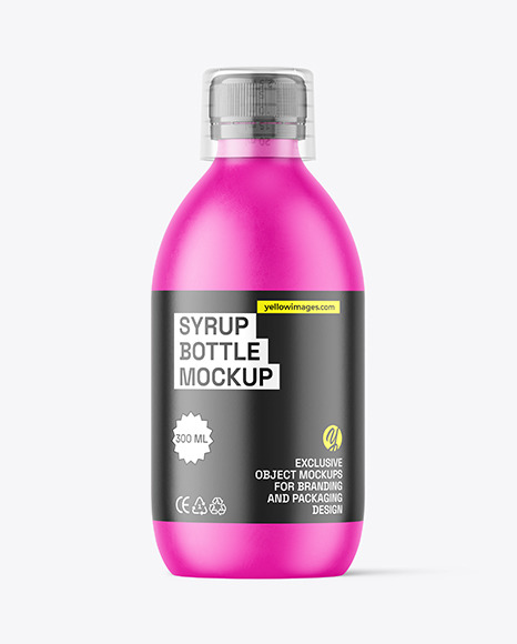 300ml Matte Syrup Bottle w\ Measuring Cap Mockup