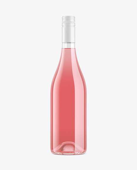 Clear Pink Glass Wine Bottle Mockup