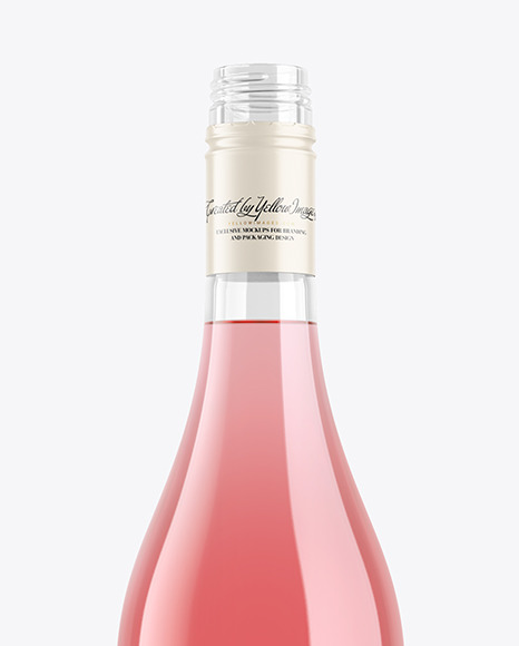 Clear Pink Glass Wine Bottle Mockup