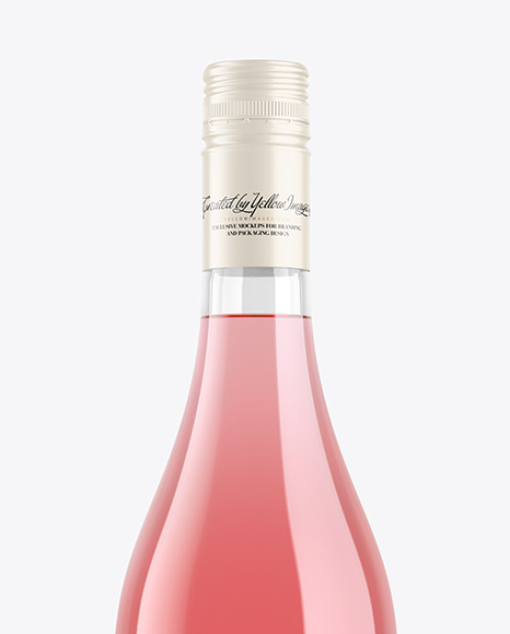 Clear Pink Glass Wine Bottle Mockup