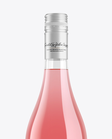 Clear Pink Glass Wine Bottle Mockup