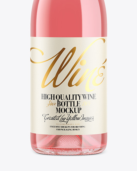 Clear Pink Glass Wine Bottle Mockup