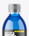 300ml Blue Syrup Bottle w\ Measuring Cap Mockup