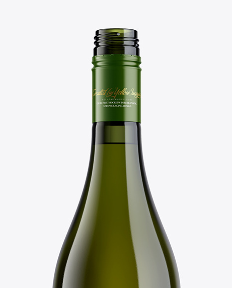 Green Glass Wine Bottle Mockup