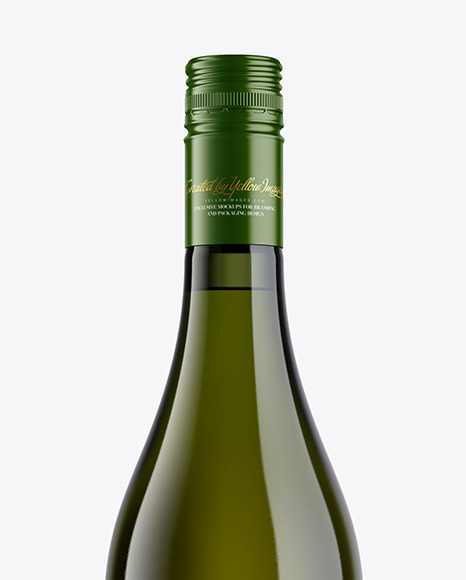 Green Glass Wine Bottle Mockup