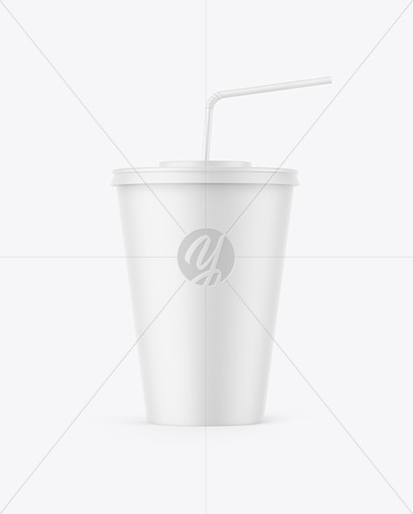 Matte Drink Cup W/ Straw Mockup