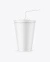 Matte Drink Cup W/ Straw Mockup