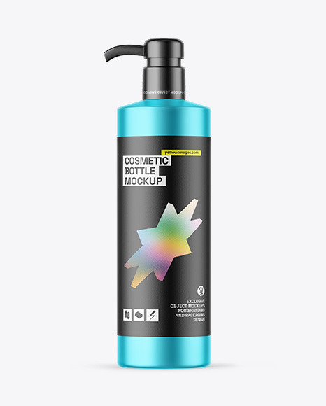 Matte Metallic Cosmetic Bottle With Pump Mockup - Matte+lotion