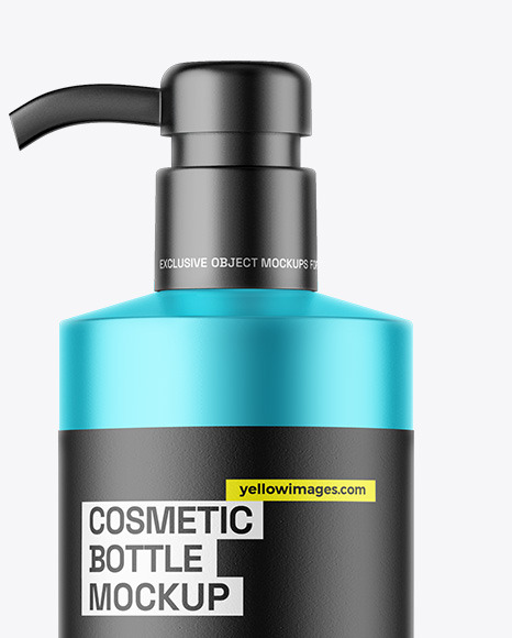 Matte Metallic Cosmetic Bottle With Pump Mockup