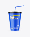 Glossy Drink Cup W/ Straw Mockup