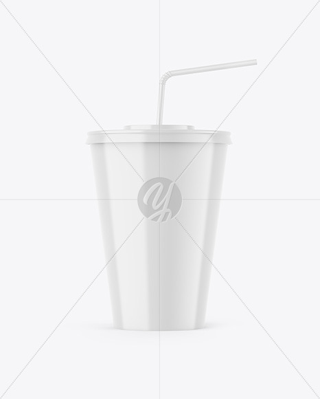 Glossy Drink Cup W/ Straw Mockup