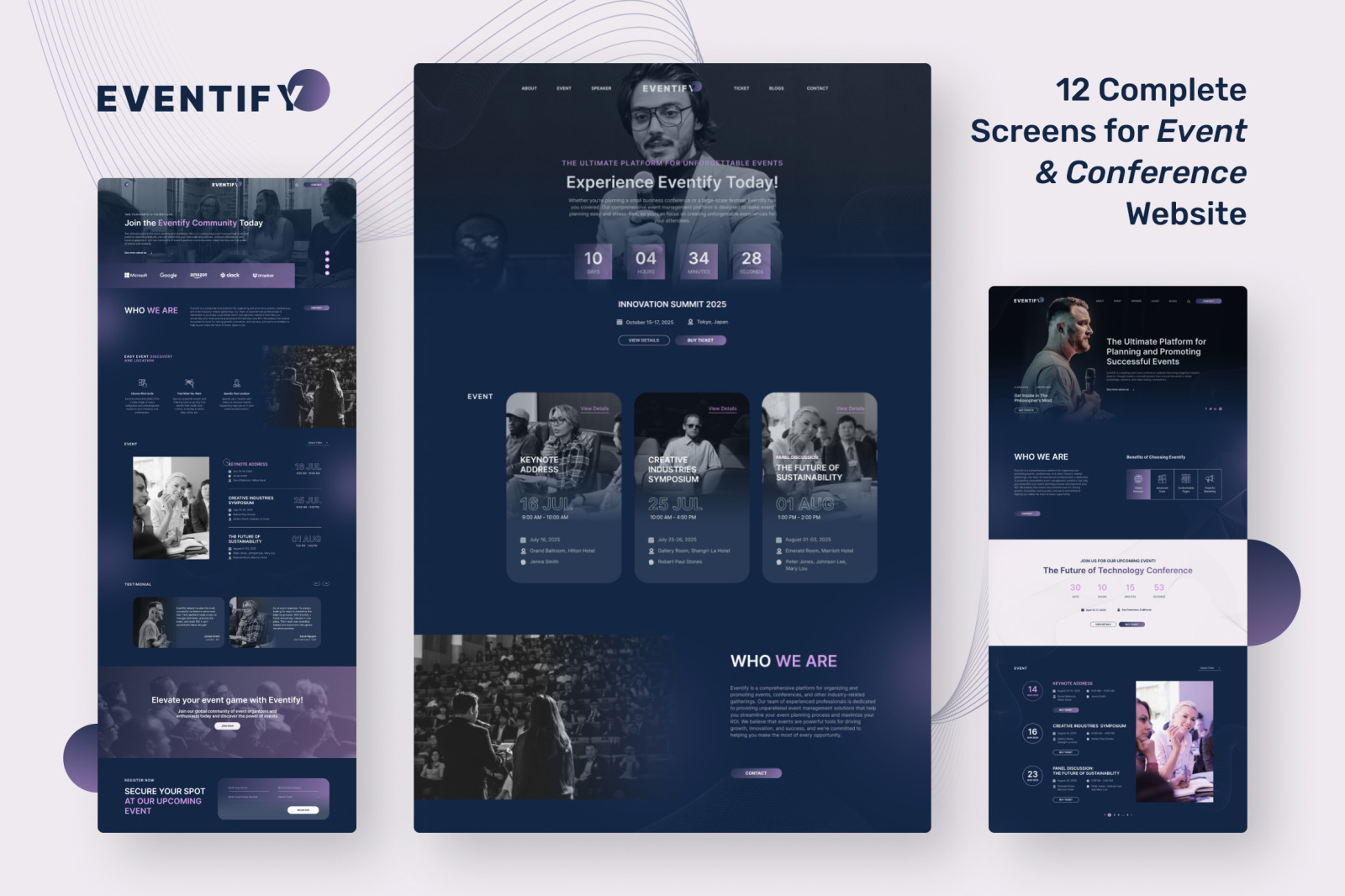 Eventify – Dark Blue Event &amp; Conference Website