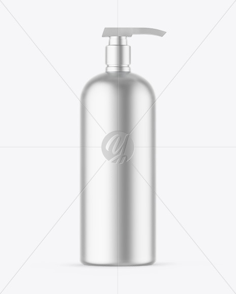 Matte Metallic Cosmetic Bottle With Pump Mockup