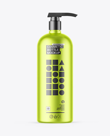 Matte Metallic Cosmetic Bottle With Pump Mockup - Matte+lotion
