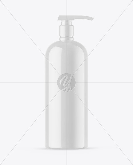 Glossy Cosmetic Bottle With Pump Mockup