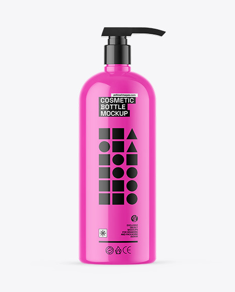 Glossy Cosmetic Bottle With Pump Mockup