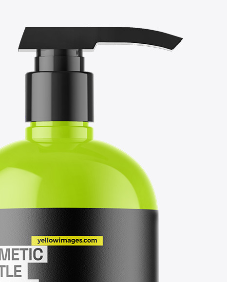 Glossy Cosmetic Bottle With Pump Mockup