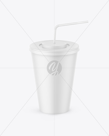 Matte Drink Cup W/ Straw Mockup