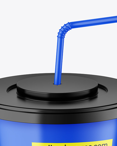 Glossy Drink Cup W/ Straw Mockup