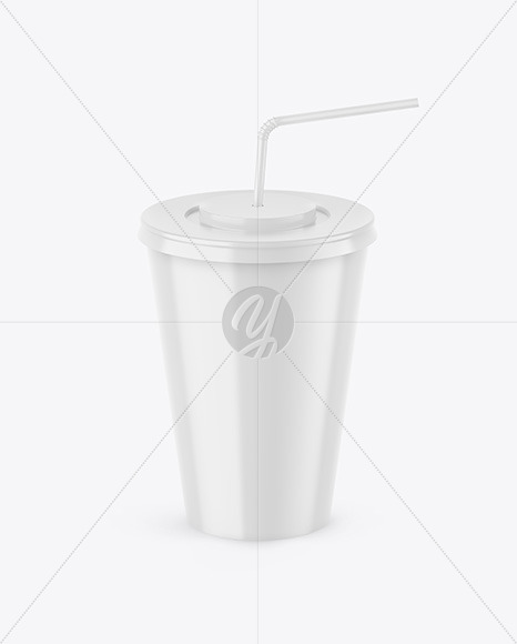 Glossy Drink Cup W/ Straw Mockup