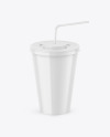 Glossy Drink Cup W/ Straw Mockup