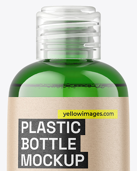 500ml Green Plastic Bottle w/ Liquid Mockup