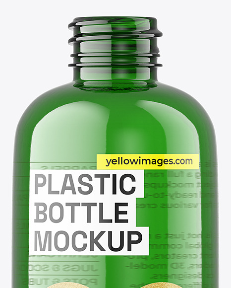 500ml Green Plastic Bottle w/ Liquid Mockup