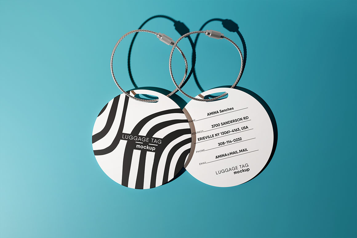 Round Luggage Tag Mockup