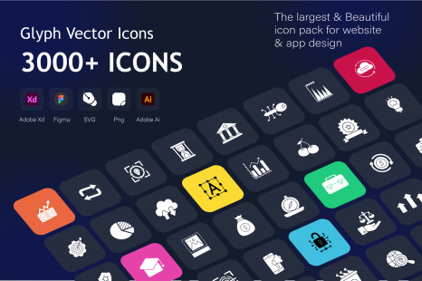 3000+ Glyph Vector Icons - Design