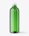 1500ml Green Plastic Bottle w/ Liquid Mockup