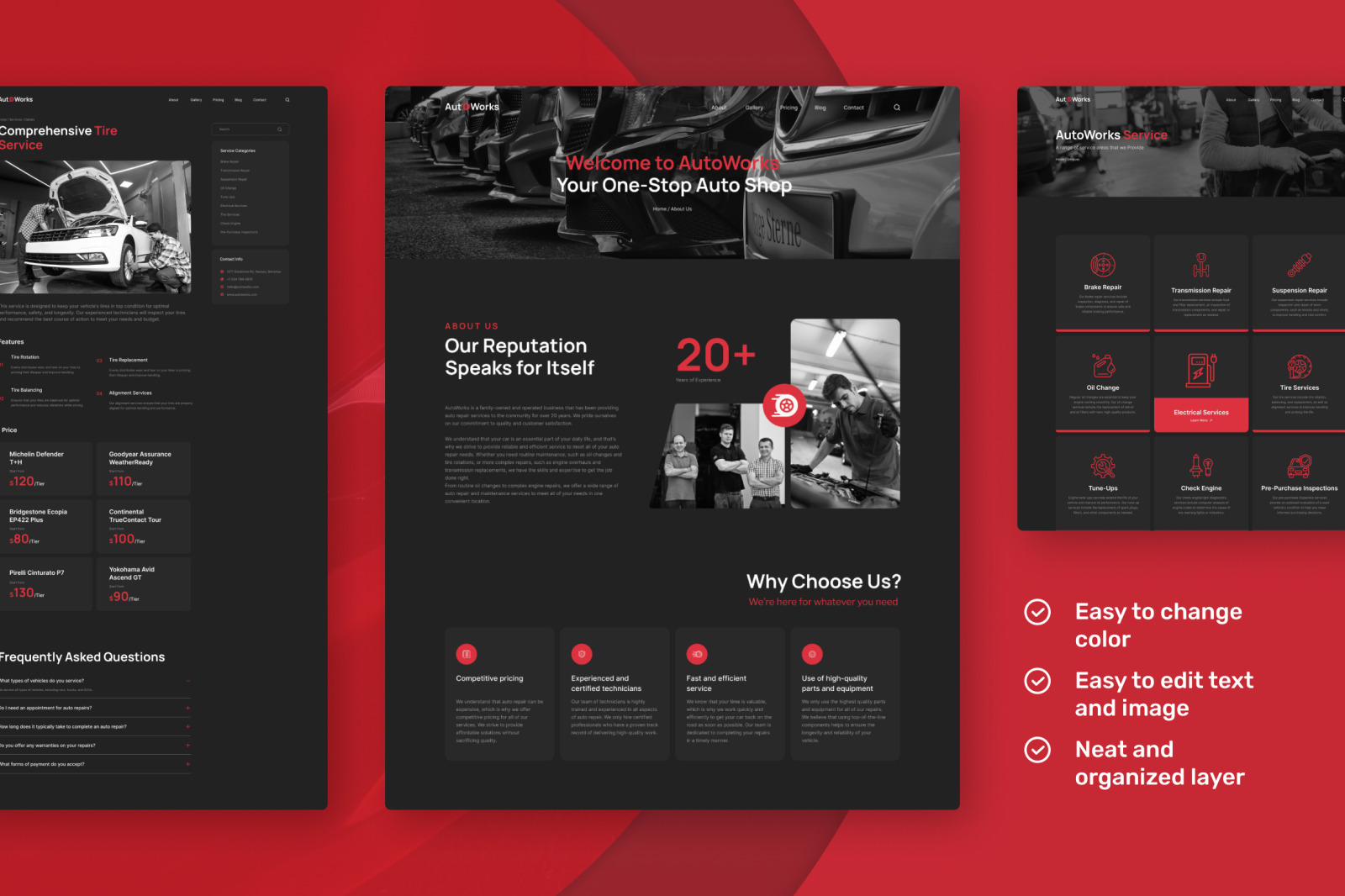 AutoWorks – Auto Repair Website Design UI Template