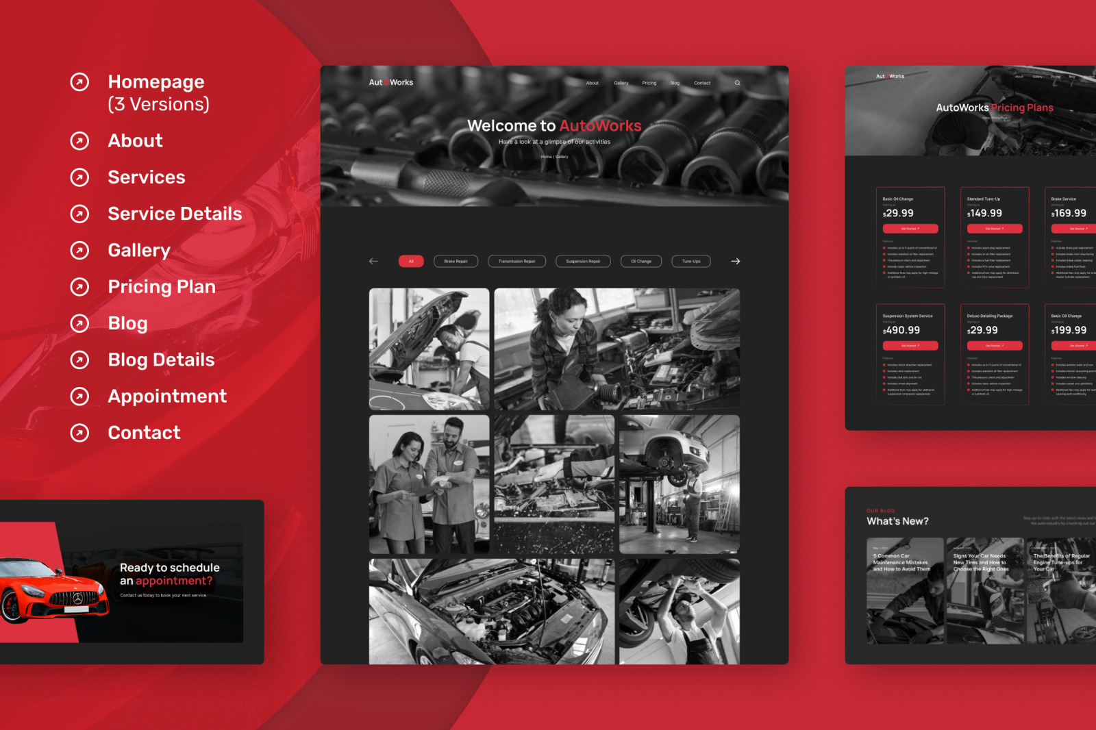 AutoWorks – Auto Repair Website Design UI Template