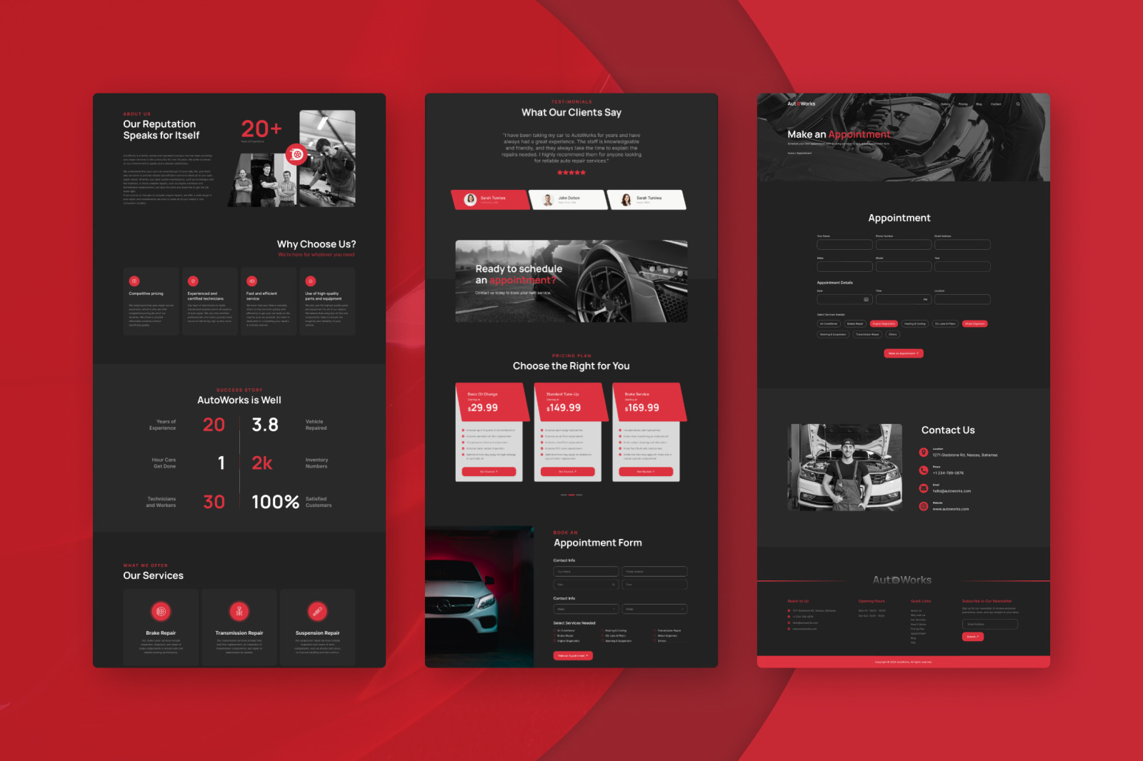 AutoWorks – Auto Repair Website Design UI Template