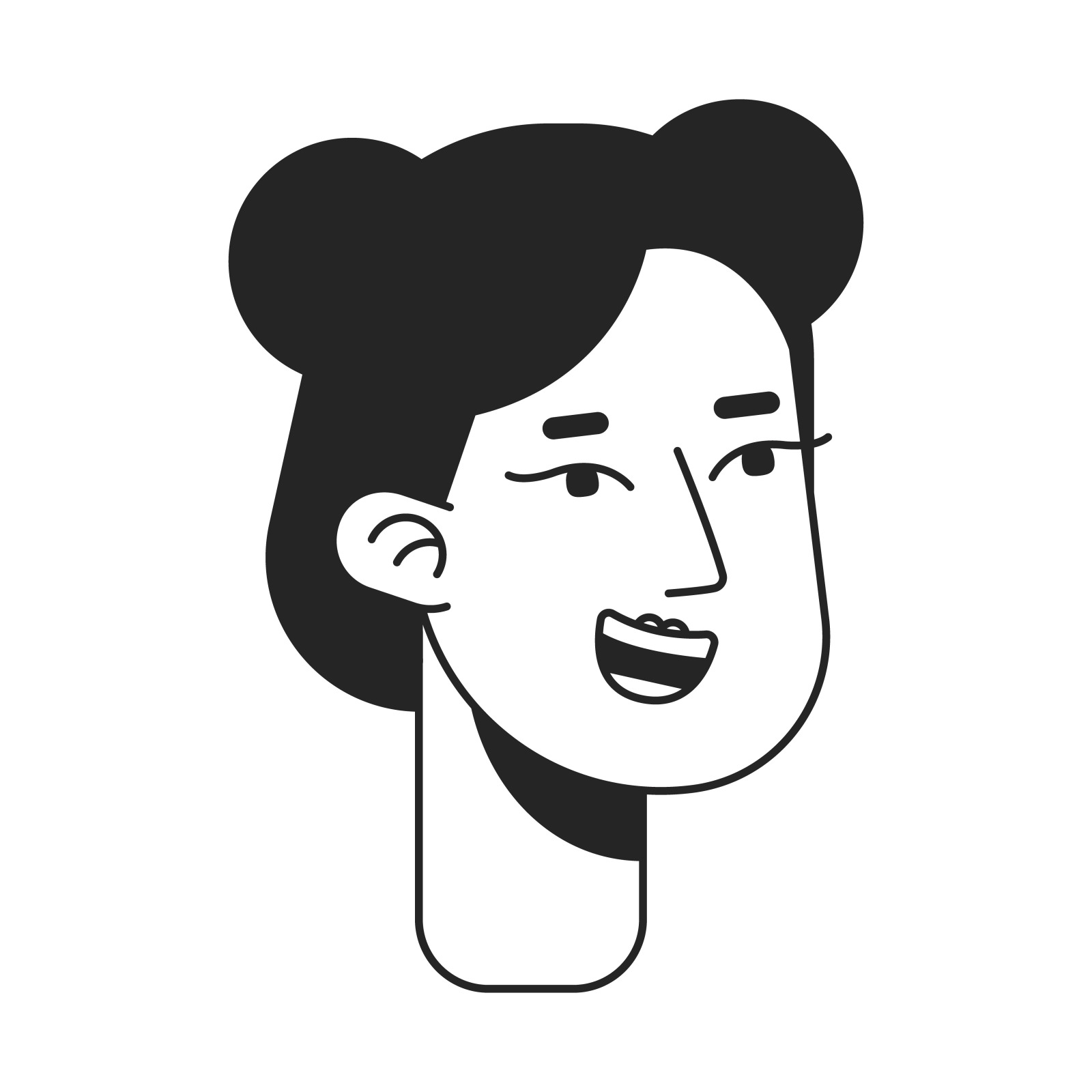 Summer vacation flat line bw vector character heads pack Summer vacation flat line bw vector character heads pack