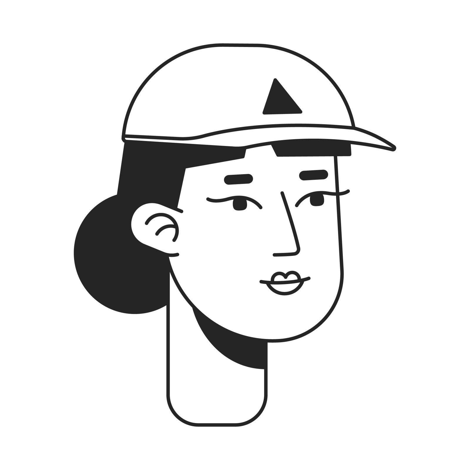 Summer vacation flat line bw vector character heads pack Summer vacation flat line bw vector character heads pack