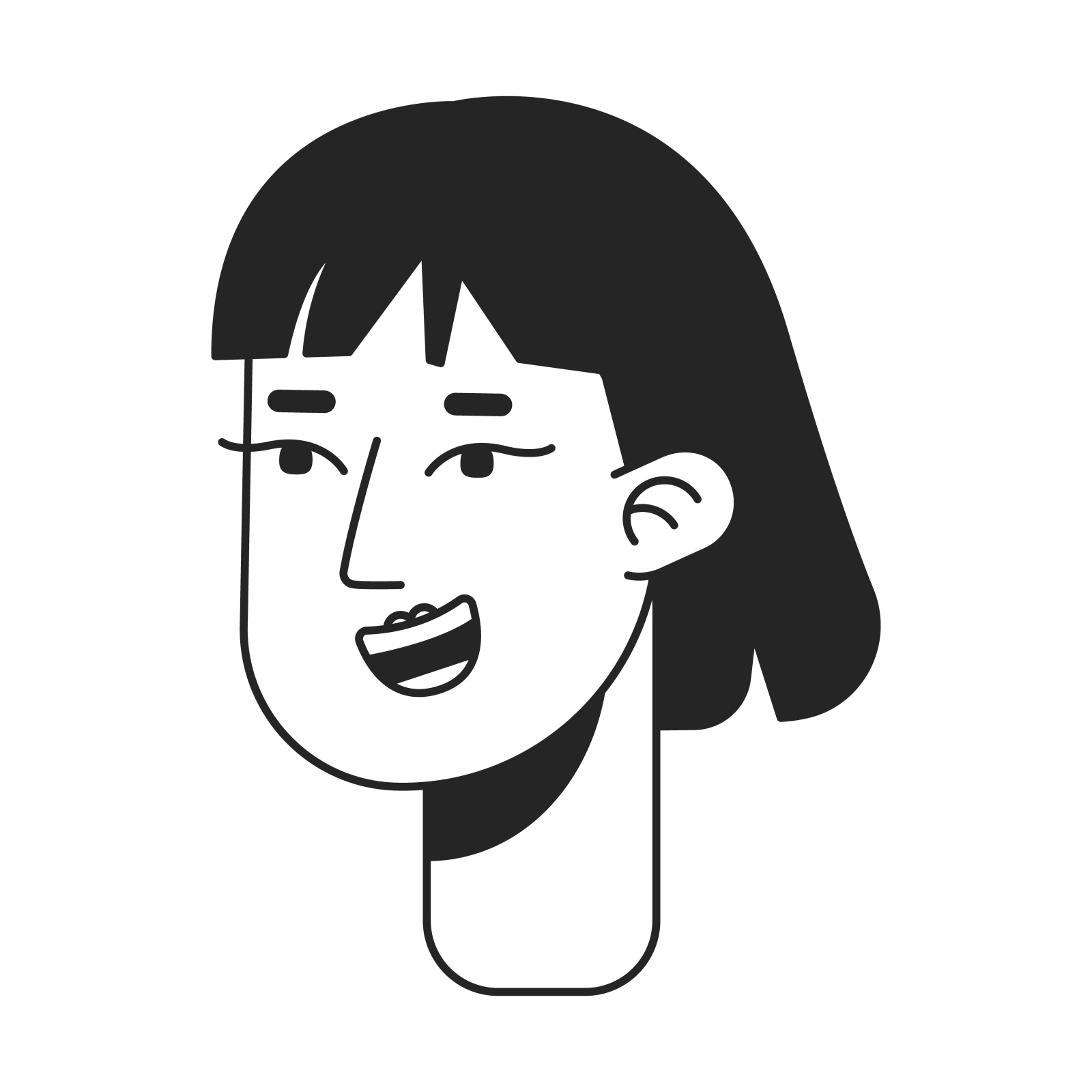Summer vacation flat line bw vector character heads pack Summer vacation flat line bw vector character heads pack