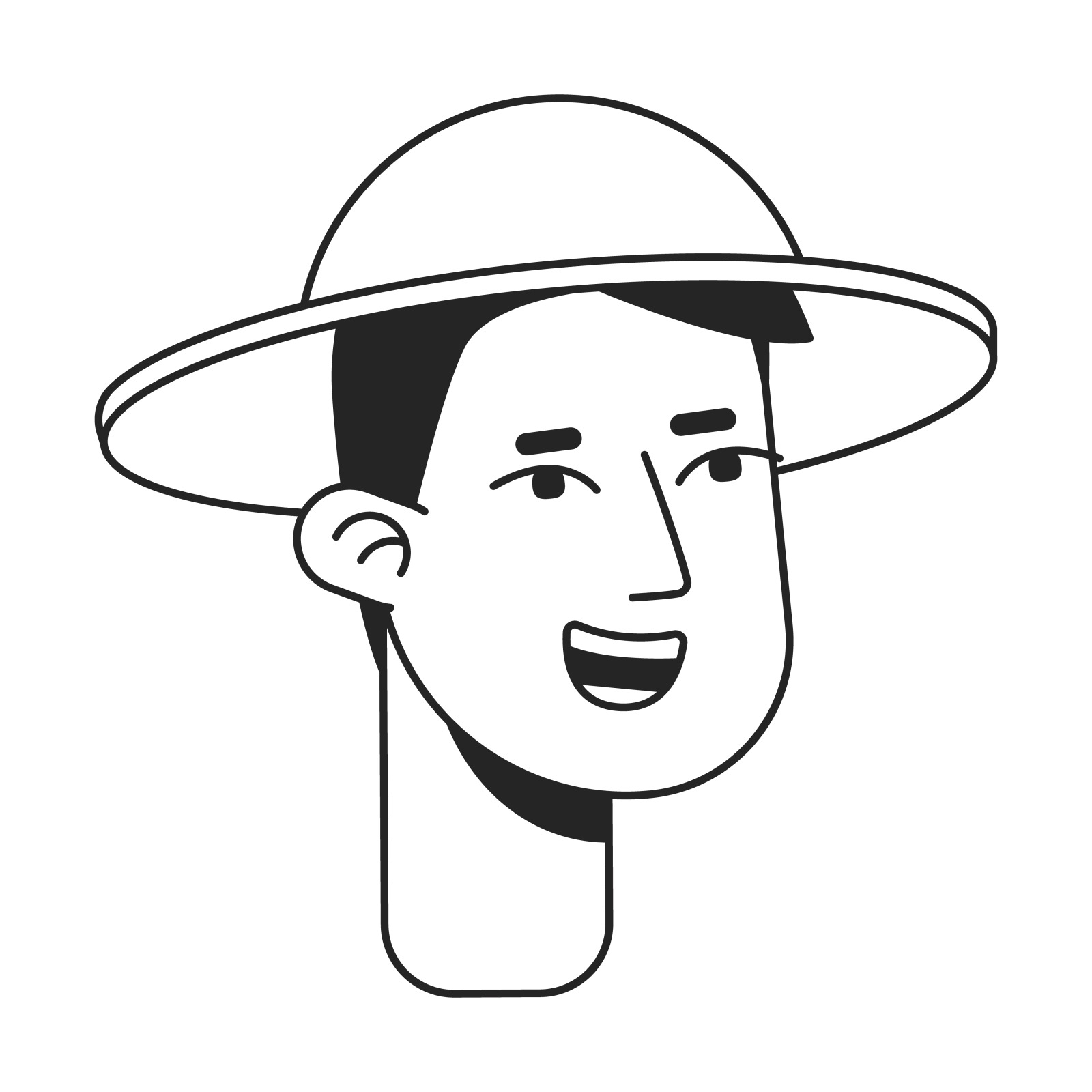 Summer vacation flat line bw vector character heads pack Summer vacation flat line bw vector character heads pack