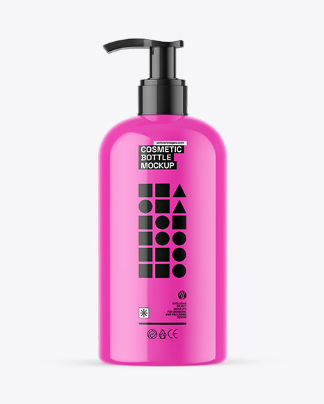 Glossy Cosmetic Bottle With Pump Mockup