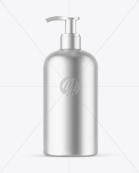 Matte Metallic Cosmetic Bottle With Pump Mockup