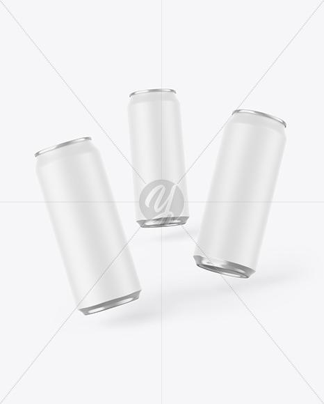 Three Cans W/ Matte Finish Mockup