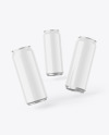 Three Cans W/ Glossy Finish Mockup